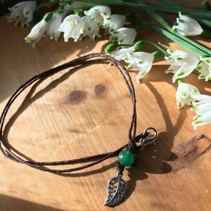 Medium Leaf Green Hemp Necklace